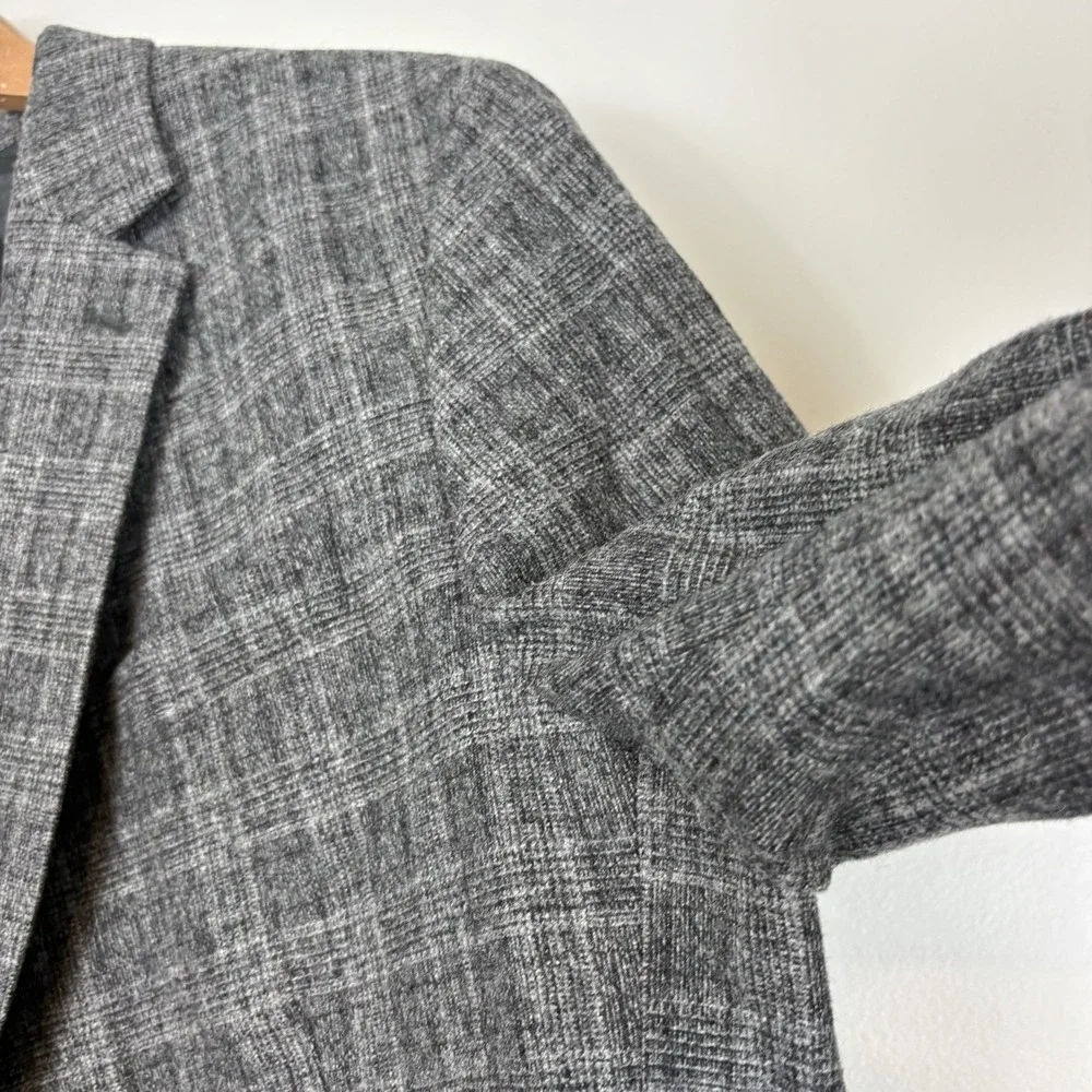 Banana Republic Men's Plaid Sport Coat Wool Blend Slim Fit Blazer Sz 42R Gray